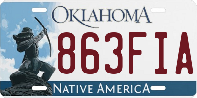 OK license plate 863FIA