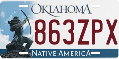 OK license plate 863ZPX