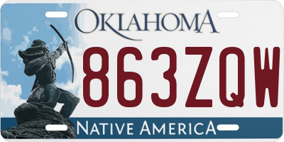 OK license plate 863ZQW