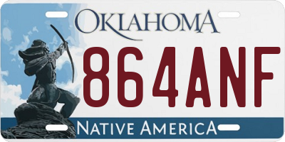 OK license plate 864ANF