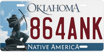 OK license plate 864ANK