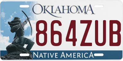 OK license plate 864ZUB