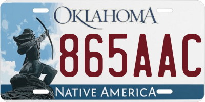 OK license plate 865AAC