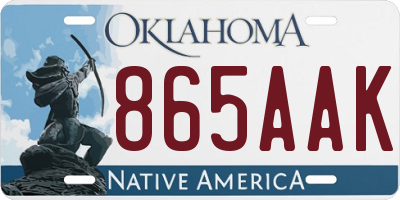 OK license plate 865AAK