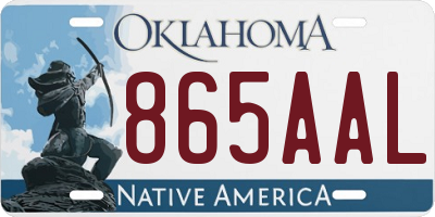 OK license plate 865AAL