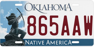 OK license plate 865AAW