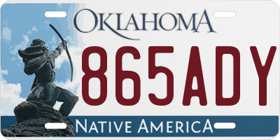 OK license plate 865ADY