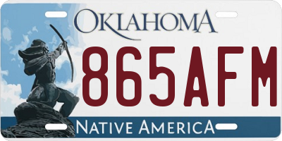 OK license plate 865AFM