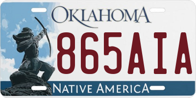 OK license plate 865AIA