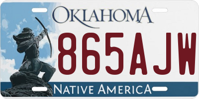 OK license plate 865AJW