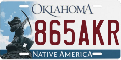 OK license plate 865AKR