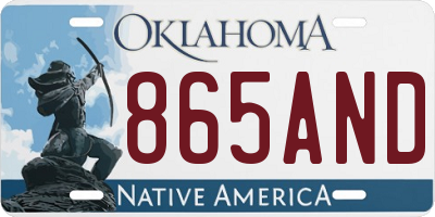 OK license plate 865AND