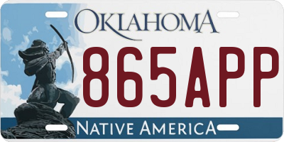OK license plate 865APP