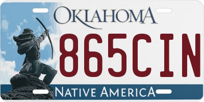 OK license plate 865CIN