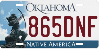 OK license plate 865DNF