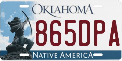 OK license plate 865DPA