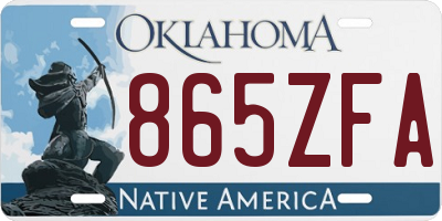 OK license plate 865ZFA