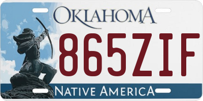 OK license plate 865ZIF