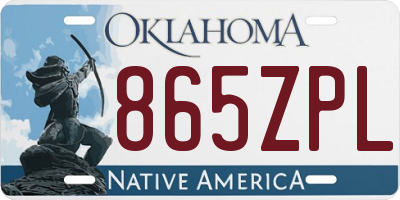 OK license plate 865ZPL