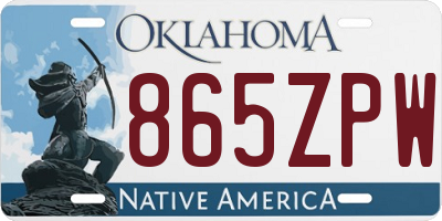 OK license plate 865ZPW