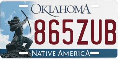 OK license plate 865ZUB