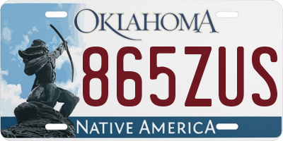 OK license plate 865ZUS