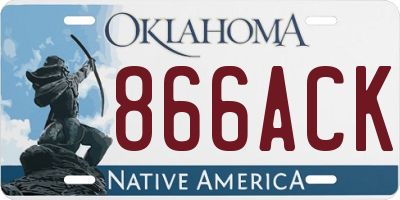 OK license plate 866ACK