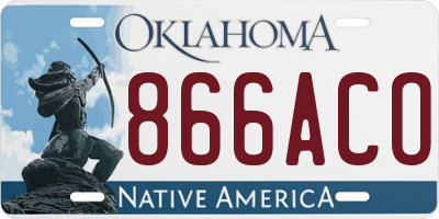 OK license plate 866ACO