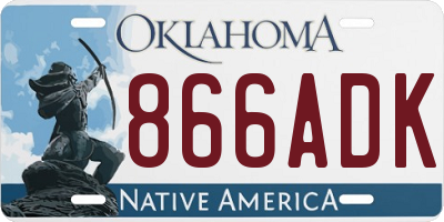 OK license plate 866ADK