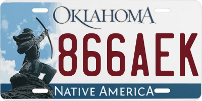 OK license plate 866AEK