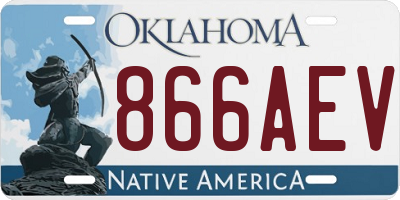 OK license plate 866AEV