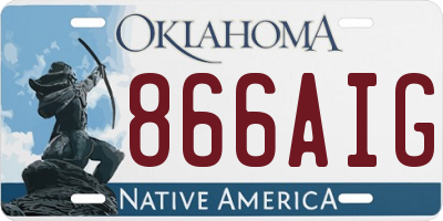 OK license plate 866AIG