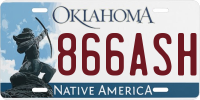 OK license plate 866ASH