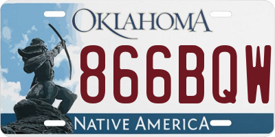 OK license plate 866BQW