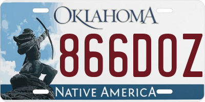 OK license plate 866DOZ