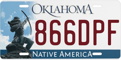 OK license plate 866DPF