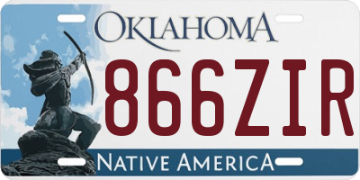OK license plate 866ZIR