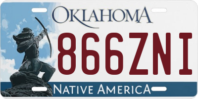 OK license plate 866ZNI