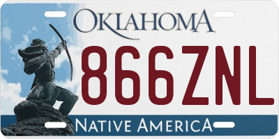 OK license plate 866ZNL