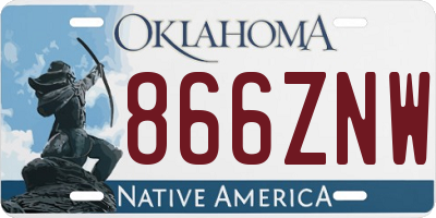 OK license plate 866ZNW