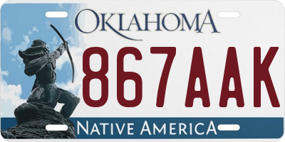 OK license plate 867AAK