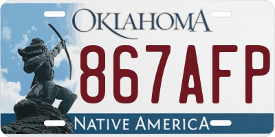 OK license plate 867AFP