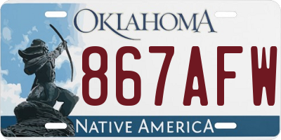 OK license plate 867AFW
