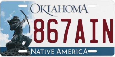 OK license plate 867AIN