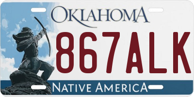 OK license plate 867ALK