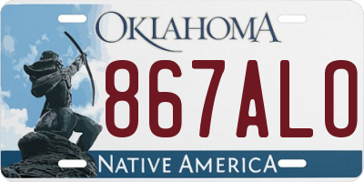 OK license plate 867ALO