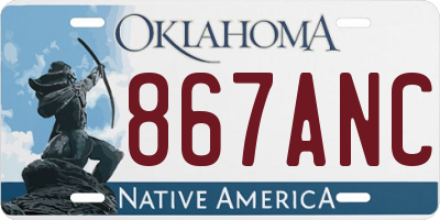 OK license plate 867ANC