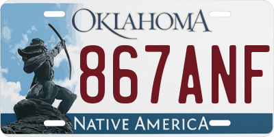 OK license plate 867ANF