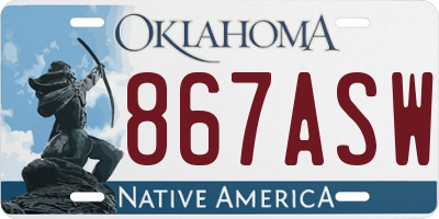 OK license plate 867ASW