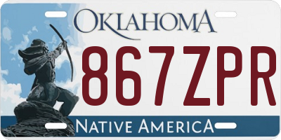 OK license plate 867ZPR